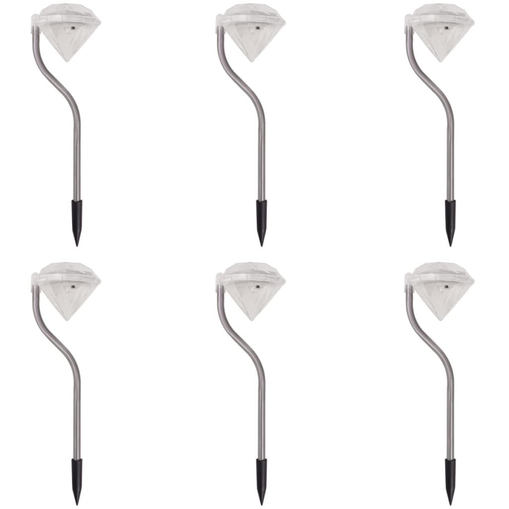 vidaXL LED sodo šviestuvai, 6 vnt., saulės energija, 9x7,8x29,5 cm