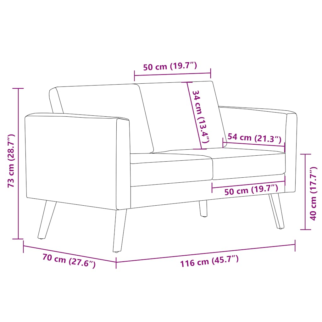Dvivietė sofa, juoda, audinys