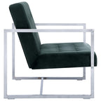 Dvivietė sofa su porankiais, tams. žal. sp., chromas ir aks.