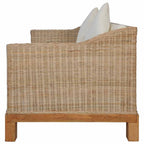 Dvivietė sofa su pagalvėlėmis, natūralus ratanas