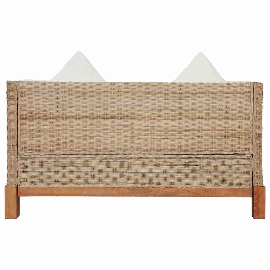 Dvivietė sofa su pagalvėlėmis, natūralus ratanas