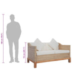 Dvivietė sofa su pagalvėlėmis, natūralus ratanas