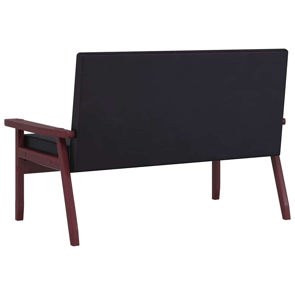 Dvivietė sofa, juodos spalvos, dirbtinė oda