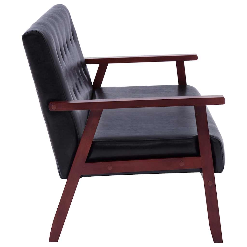 Trivietė sofa, juodos spalvos, dirbtinė oda