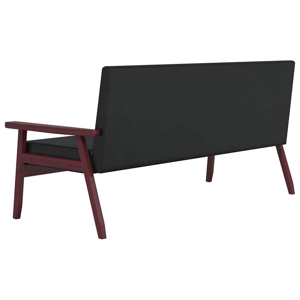 Trivietė sofa, juodos spalvos, dirbtinė oda