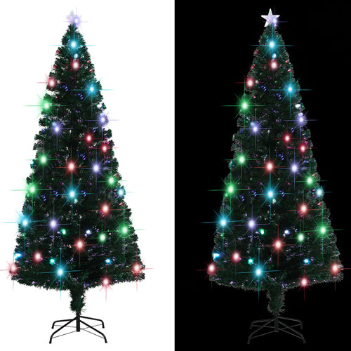 Apšviesta Kalėdų eglutė su stovu ir LED, 210cm, optinis pluoštas