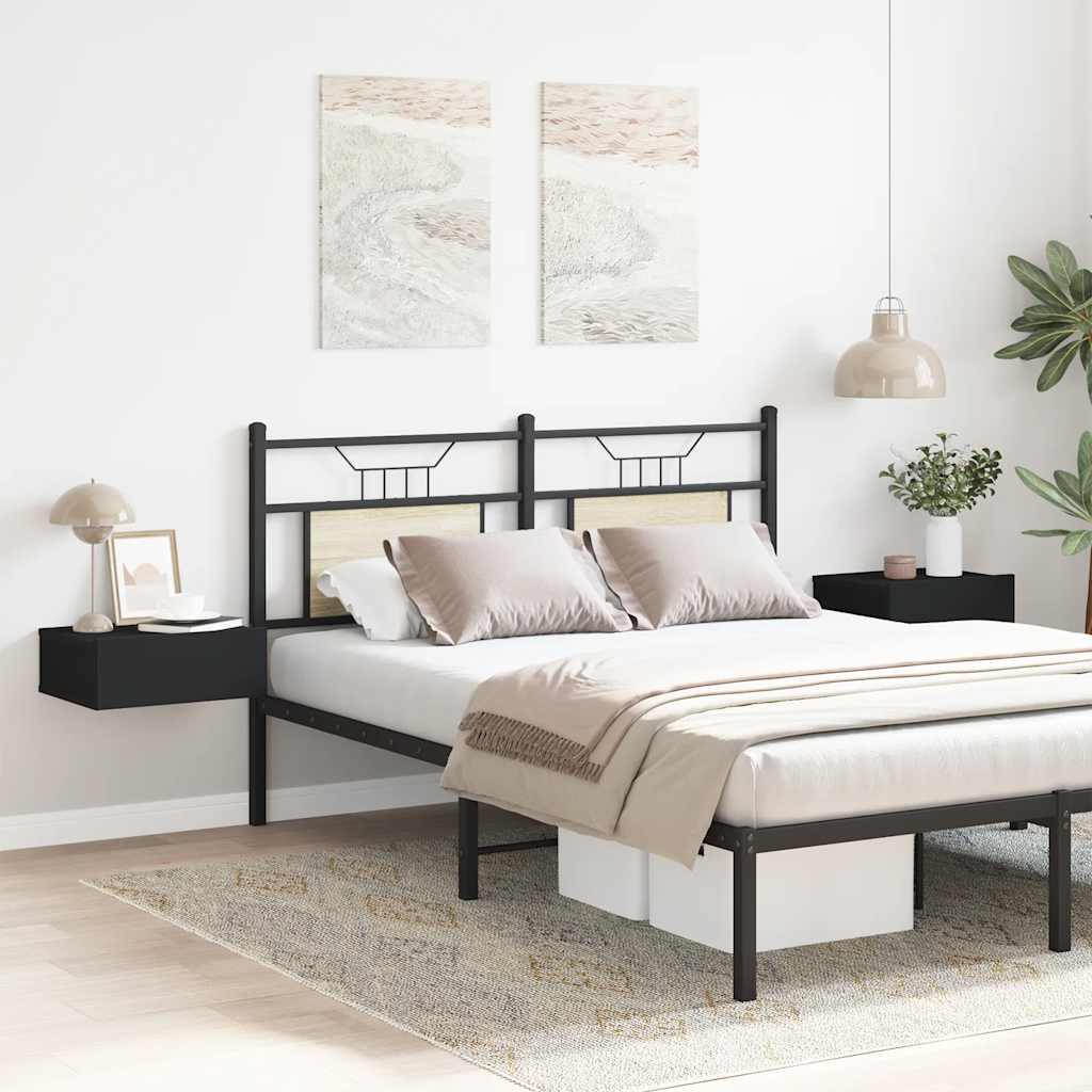 Naktiniai staliukai, 2vnt., juodi, 40x30x15cm, apdirbta mediena