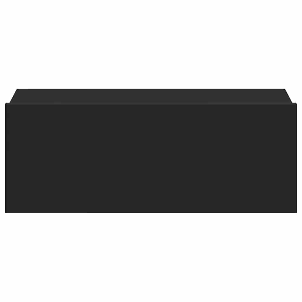 Naktiniai staliukai, 2vnt., juodi, 40x30x15cm, apdirbta mediena