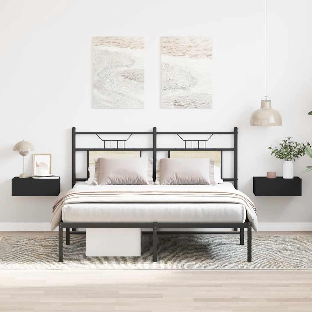 Naktiniai staliukai, 2vnt., juodi, 40x30x15cm, apdirbta mediena