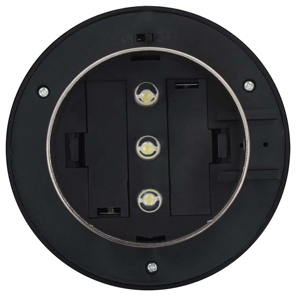 vidaXL Saul. en. įkr. LED lauko švies., 12vnt., balt. sp., 12cm, apv.