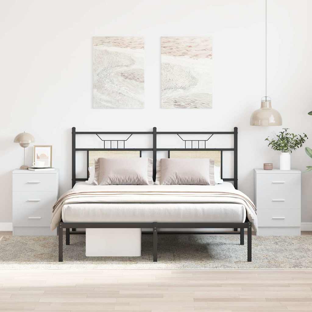 Naktinės spintelės, 2vnt., baltos, 38x35x56cm, apdirbta mediena
