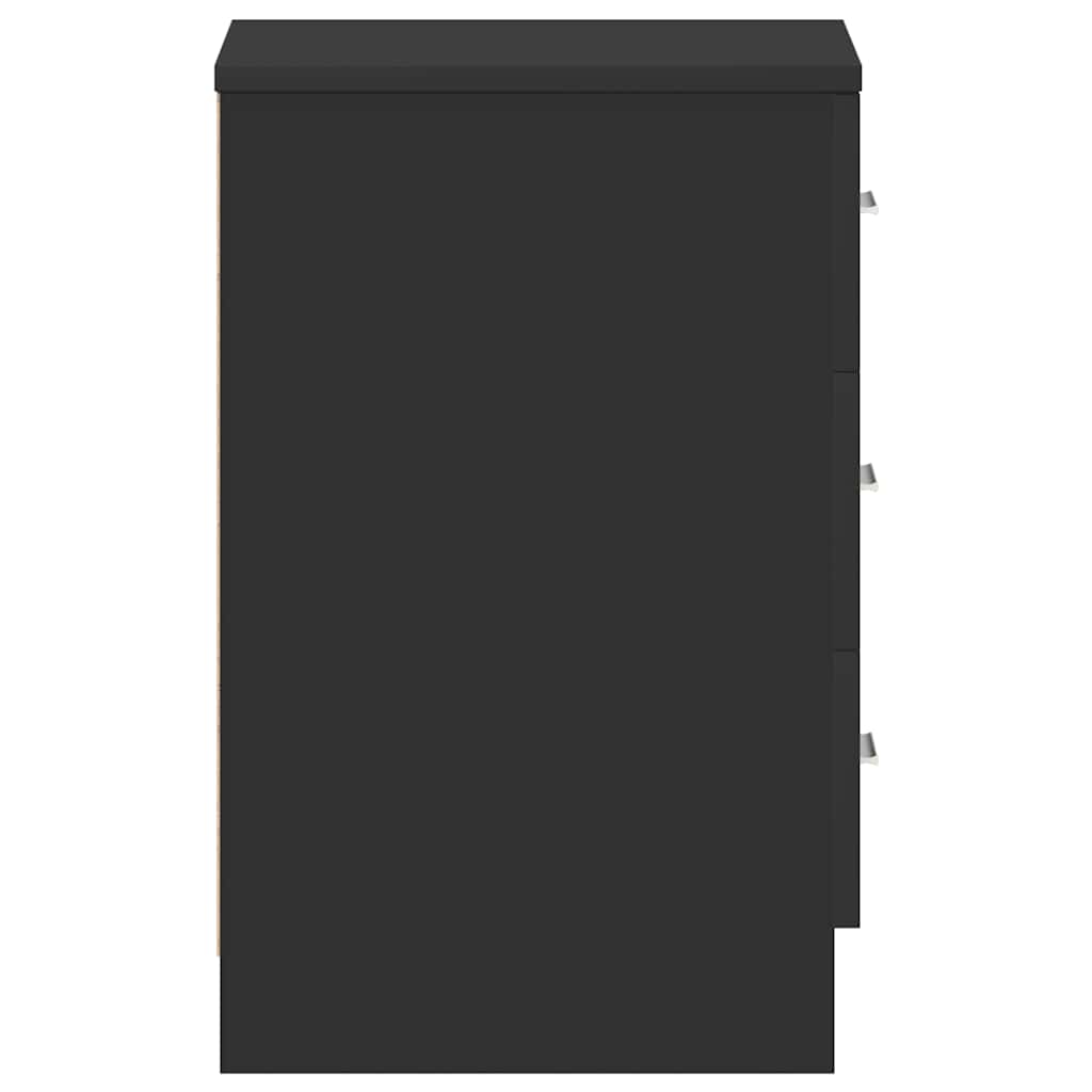 Naktinės spintelės, 2vnt., juodos, 38x35x56cm, apdirbta mediena