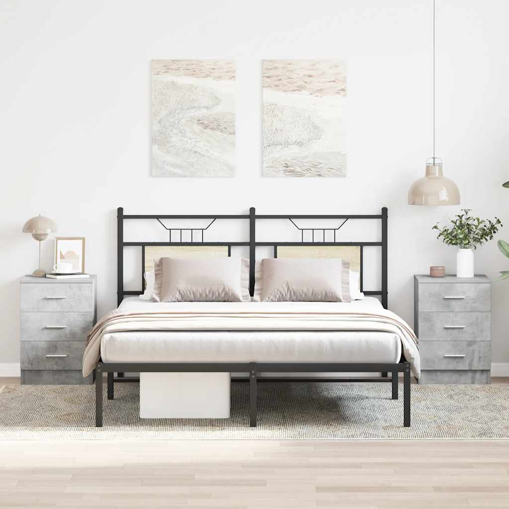 Naktinės spintelės, 2vnt., betono, 38x35x56cm, apdirbta mediena