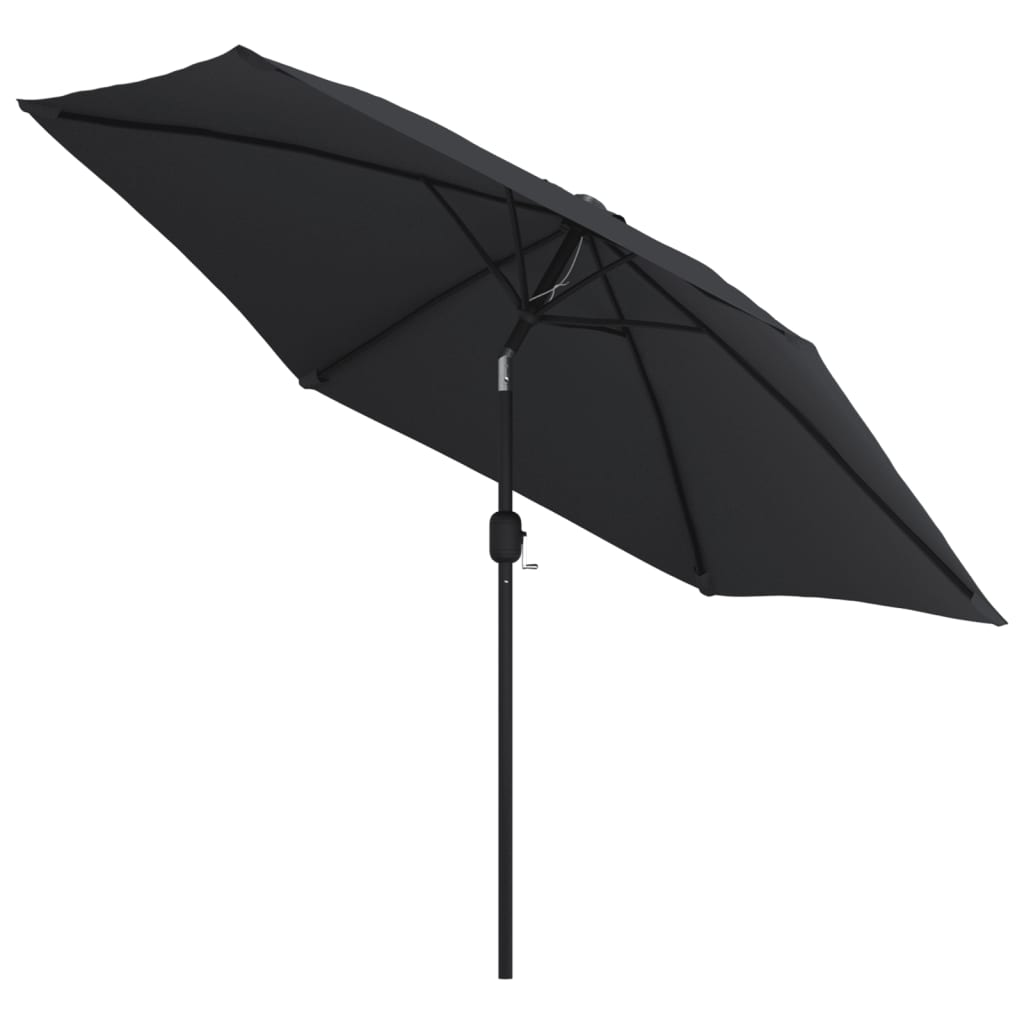 Lauko skėtis nuo saulės su metaliniu stulpu, juodas, 300cm