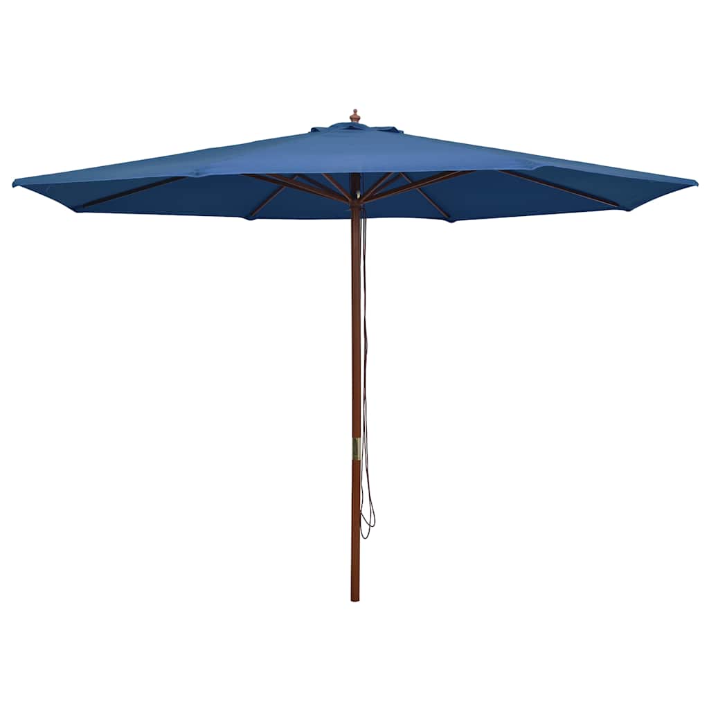 Lauko skėtis nuo saulės su mediniu stulpu, juodas, 350cm