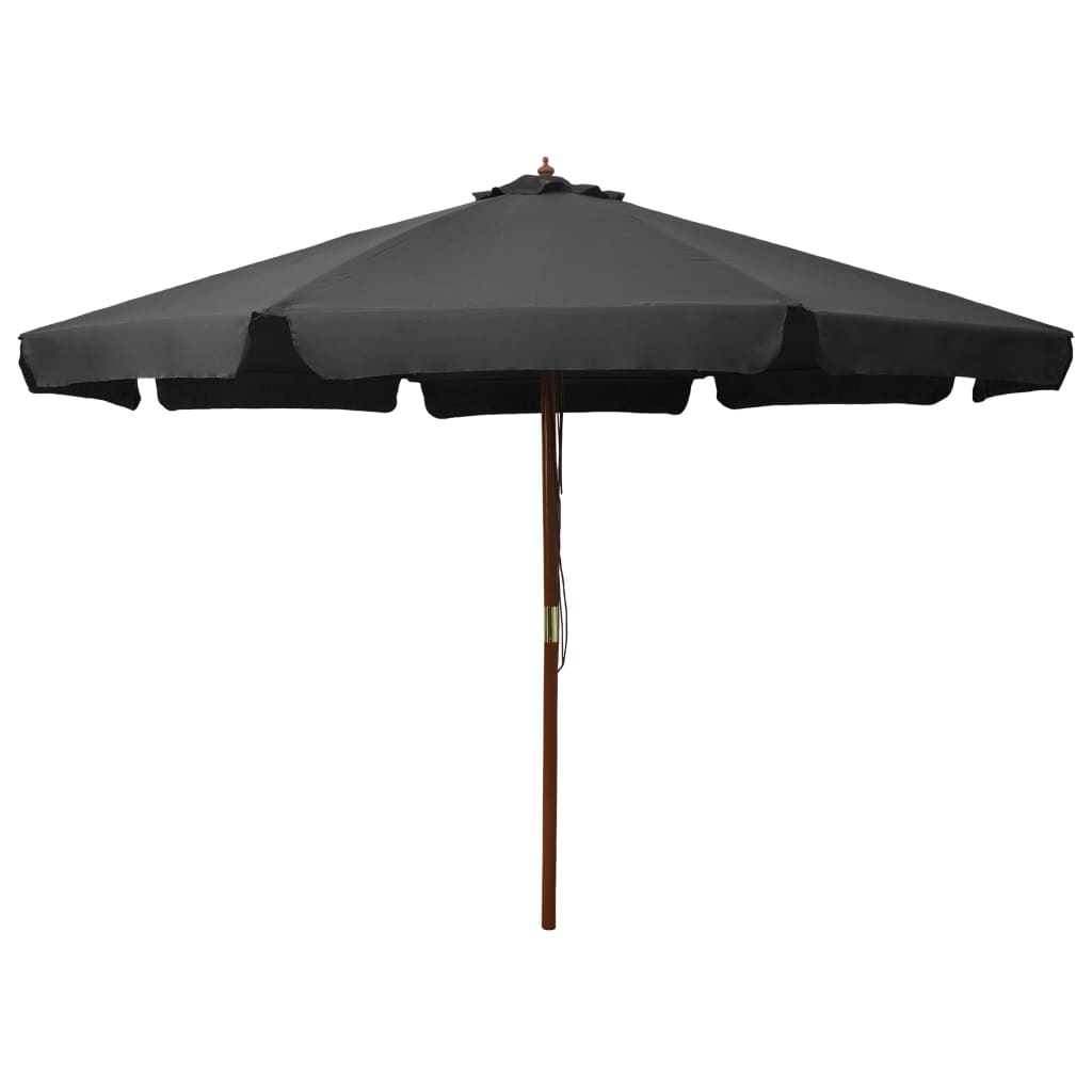 Lauko skėtis nuo saulės su mediniu stulpu, smėlio baltas, 330cm