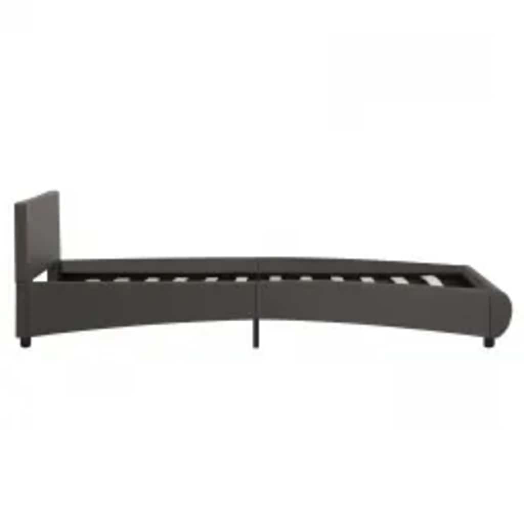 Lovos rėmas su LED, pilkos spalvos, 100x200cm, dirbtinė oda