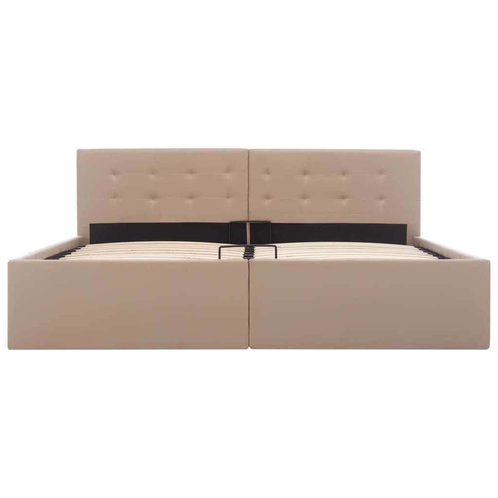 Lovos rėmas su daiktadėže, kapučino, 160x200cm, dirbtinė oda