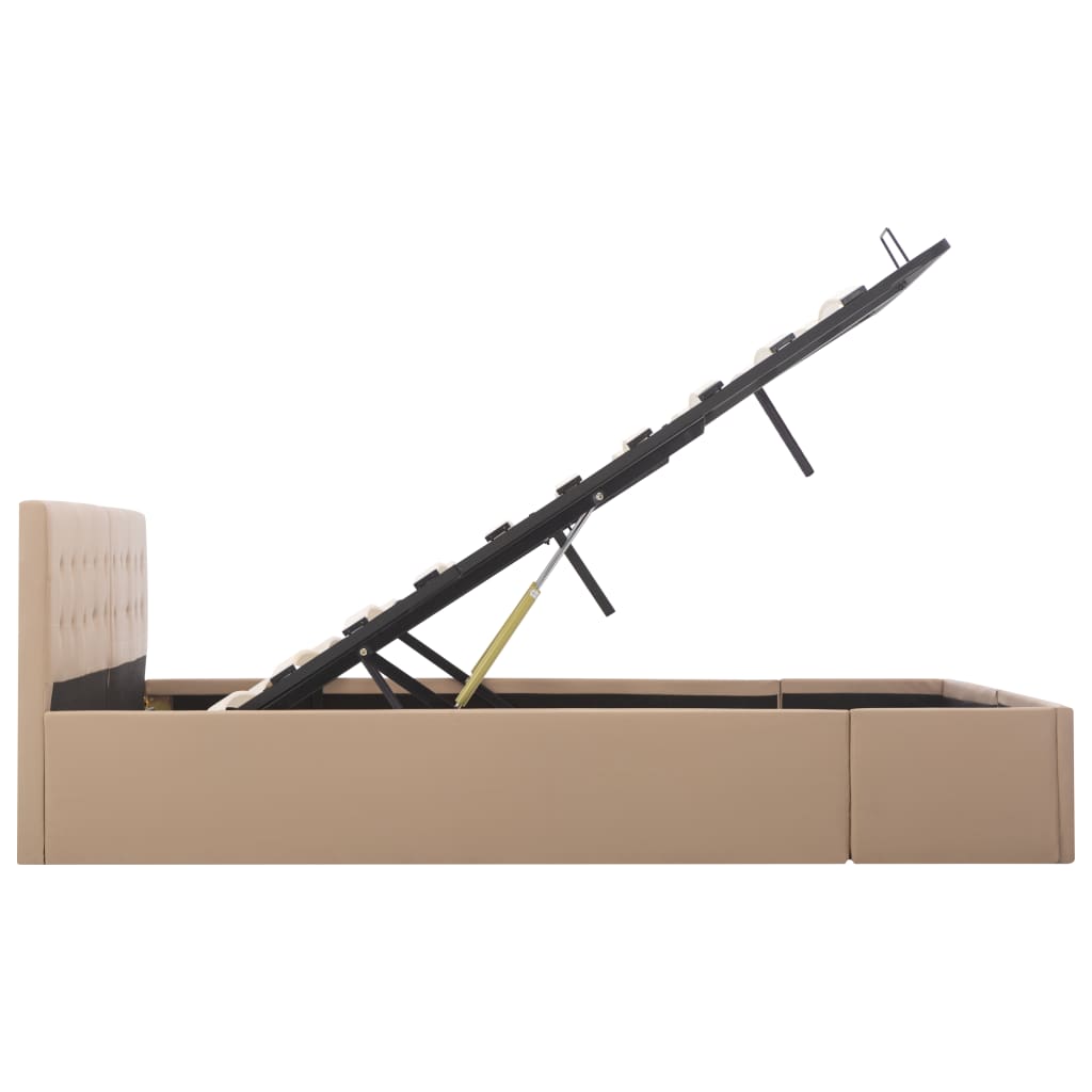 Lovos rėmas su daiktadėže, kapučino, 160x200cm, dirbtinė oda