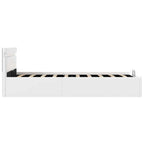 Lovos rėmas su LED/daiktadėže, baltas, 90x200cm, dirbtinė oda