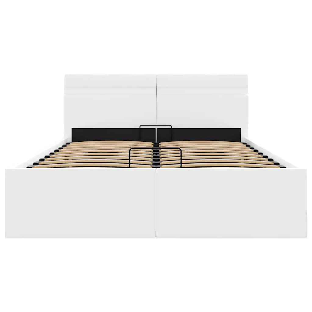 Lovos rėmas su LED/daiktadėže, baltas, 120x200cm, dirbtinė oda