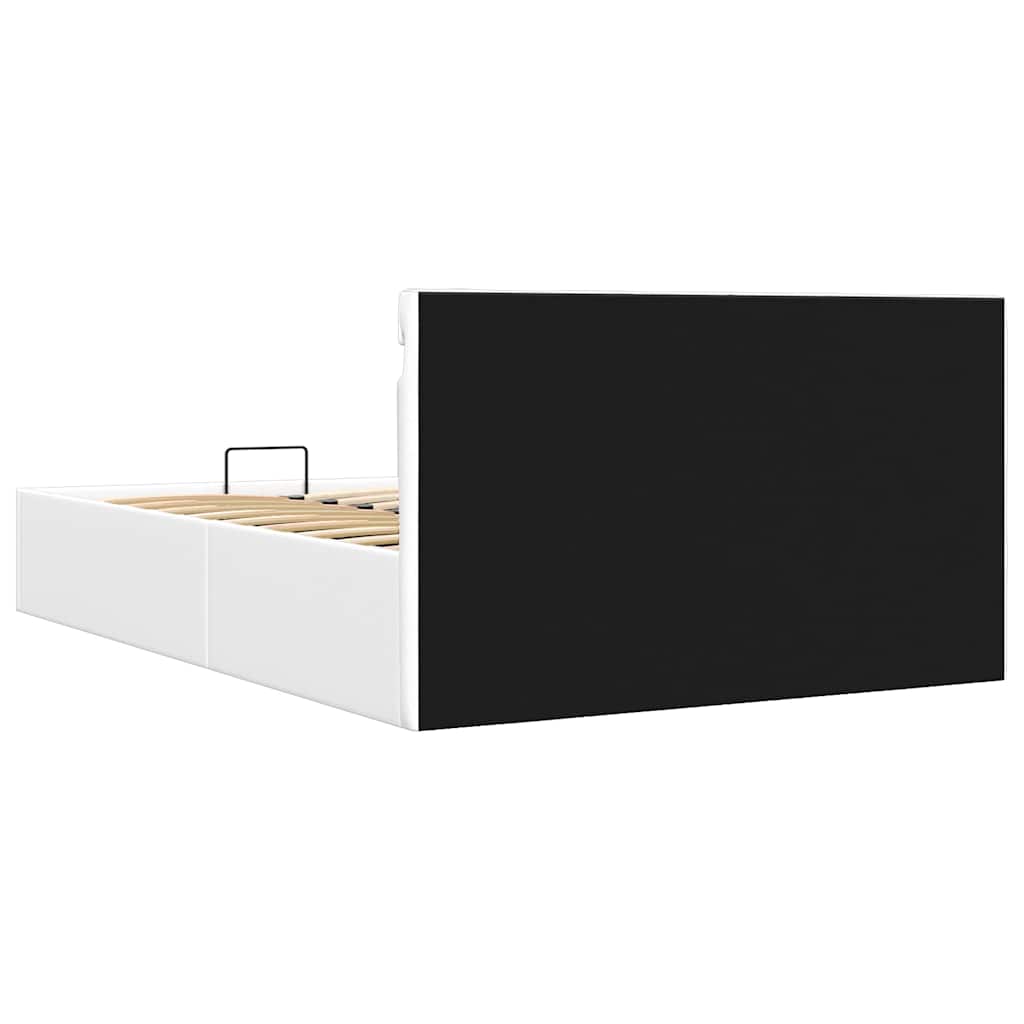 Lovos rėmas su LED/daiktadėže, baltas, 120x200cm, dirbtinė oda