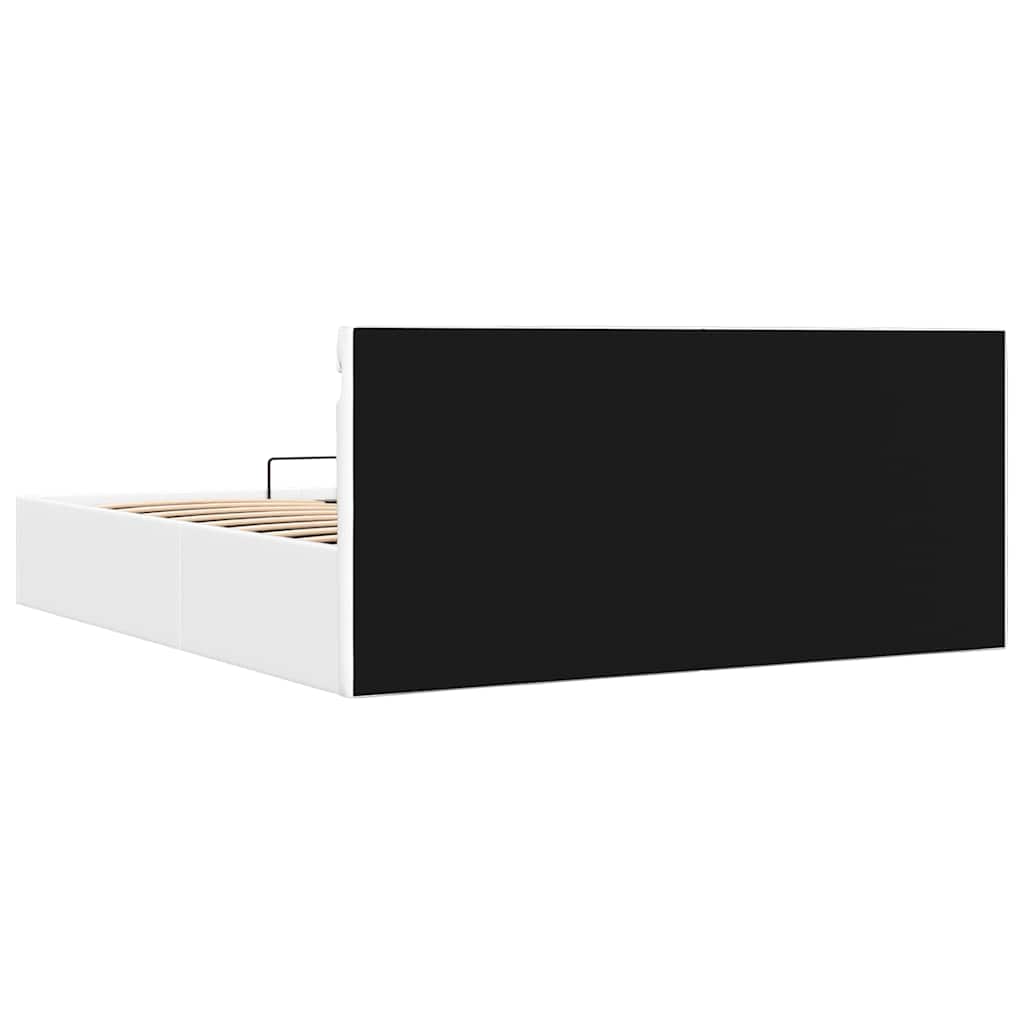 Lovos rėmas su LED/daiktadėže, baltas, 160x200cm, dirbtinė oda