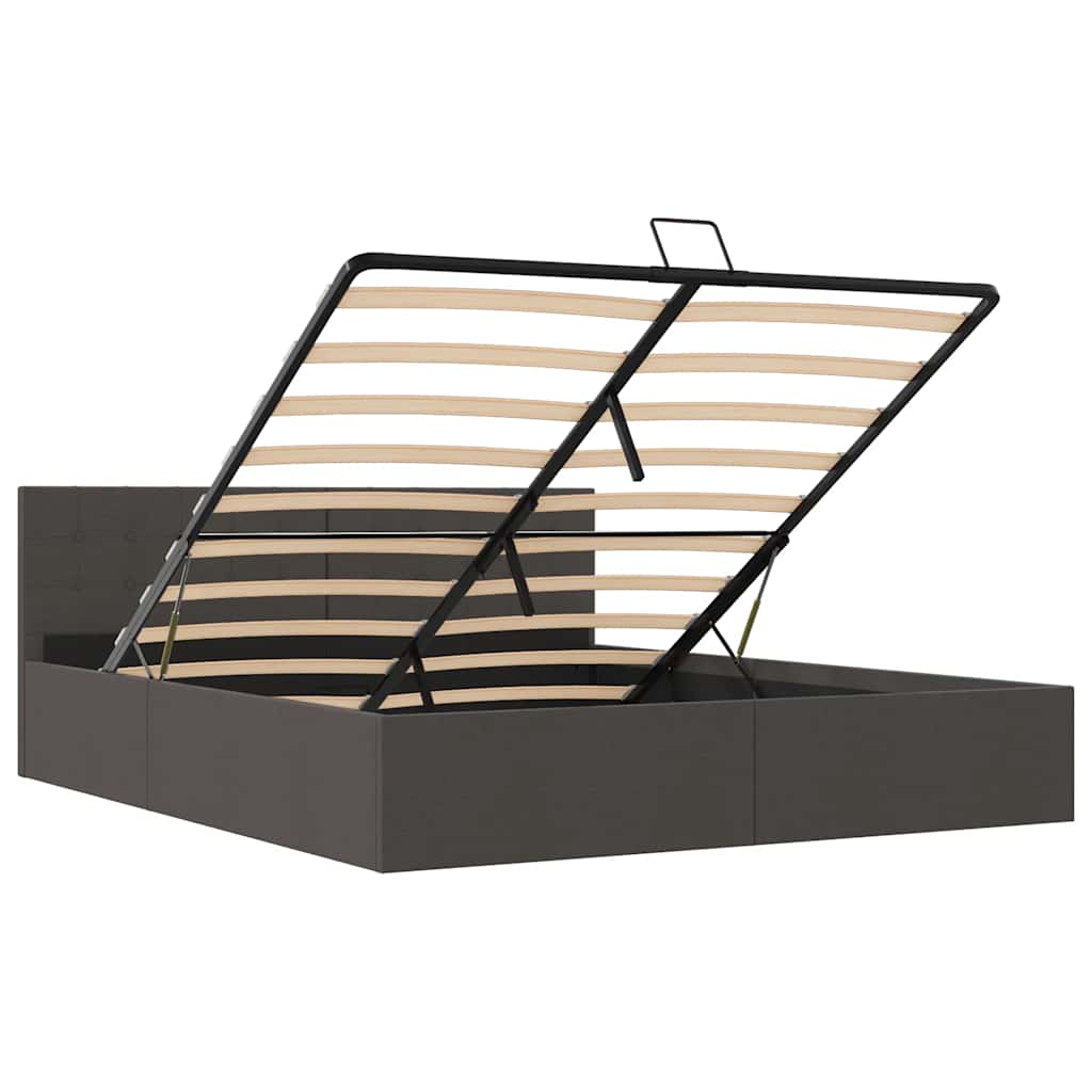 Lovos rėmas su daiktadėže, tamsiai pilkas, 180x200cm, audinys