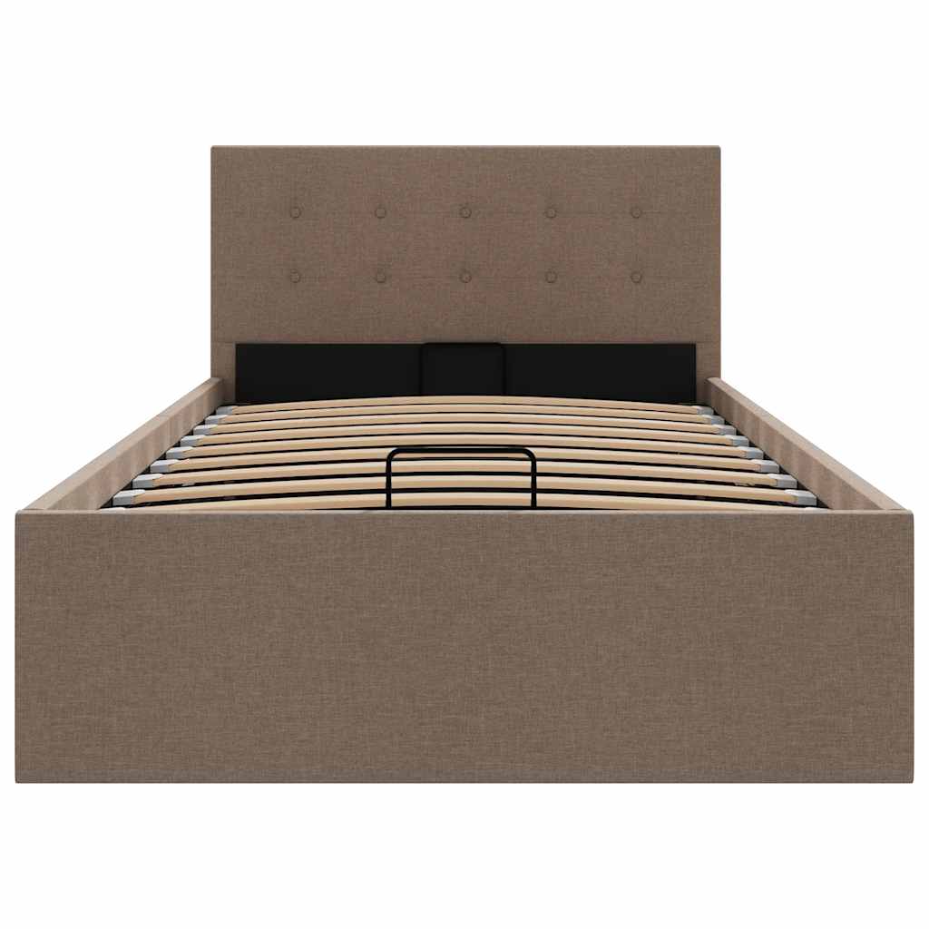 Lovos rėmas su daiktadėže, taupe spalvos, 90x200cm, audinys