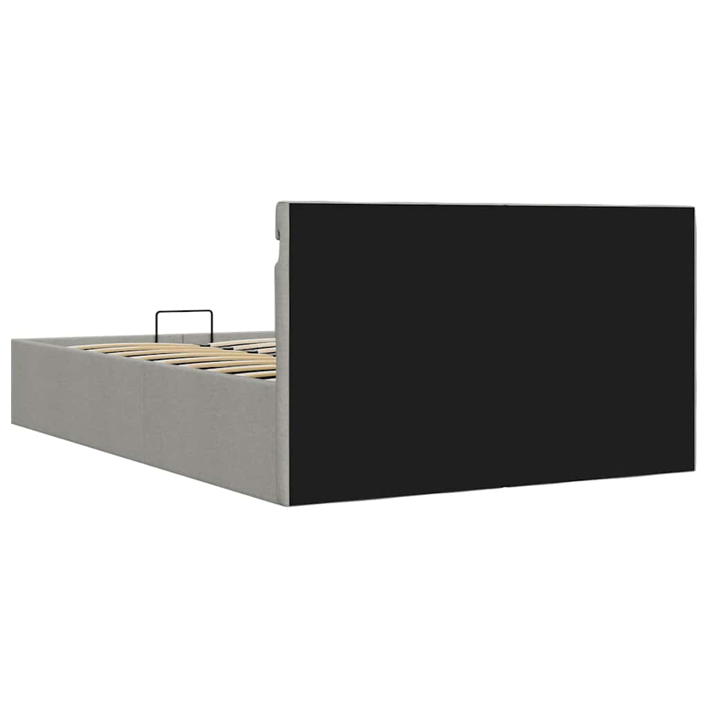 Lovos rėmas su LED ir daiktadėže, pilkas, 120x200cm, audinys