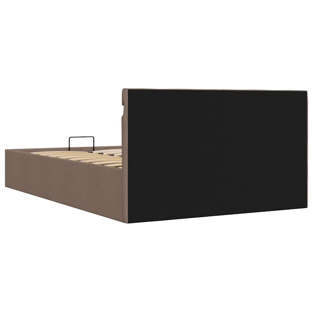 Lovos rėmas su LED ir daiktadėže, taupe, 120x200cm, audinys