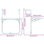 Pakabinamas balkono stalas, baltas, 60x64x83,5cm, plastikas