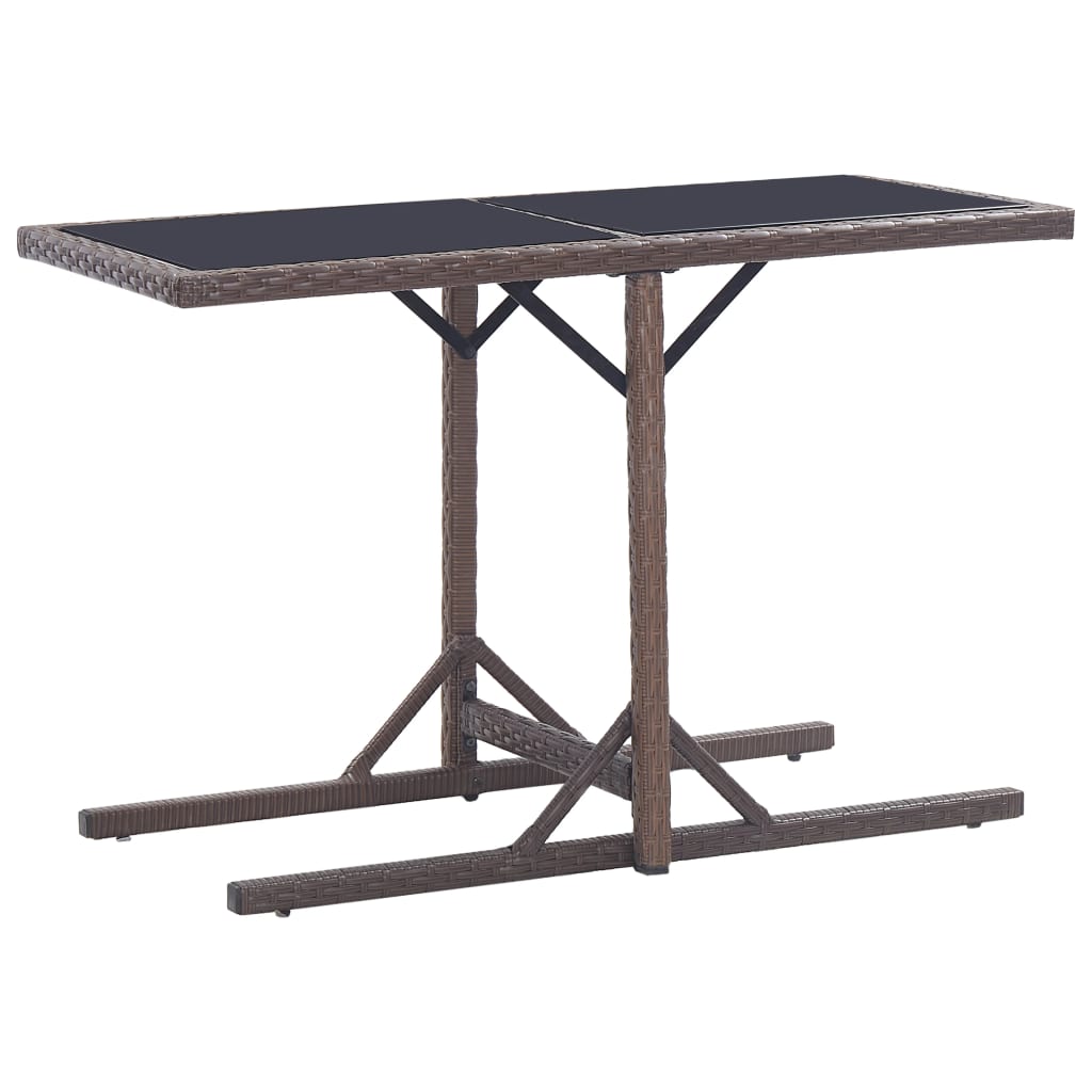 Sodo stalas, juodos spalvos, 110x53x72cm, stiklas, poliratanas