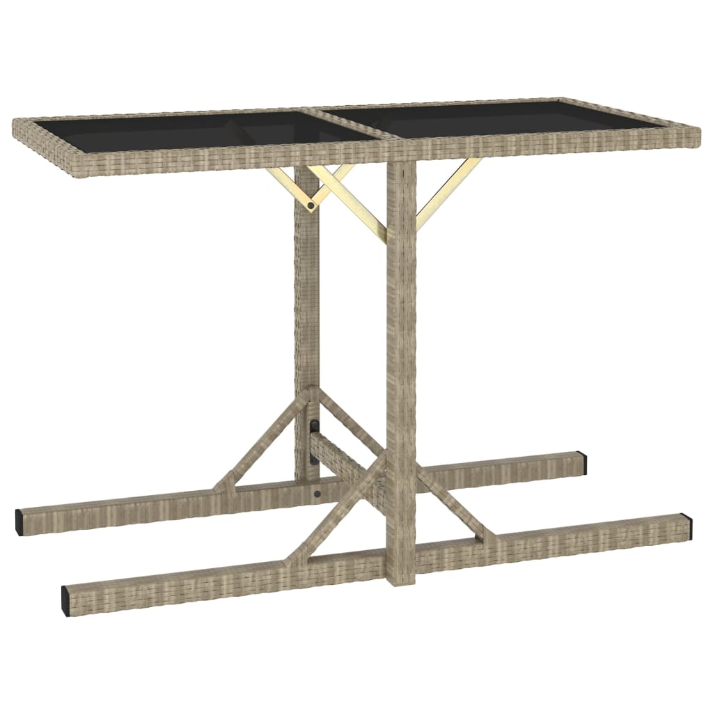 Sodo stalas, juodos spalvos, 110x53x72cm, stiklas, poliratanas
