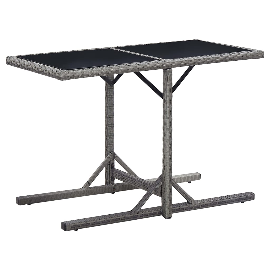 Sodo stalas, juodos spalvos, 110x53x72cm, stiklas, poliratanas