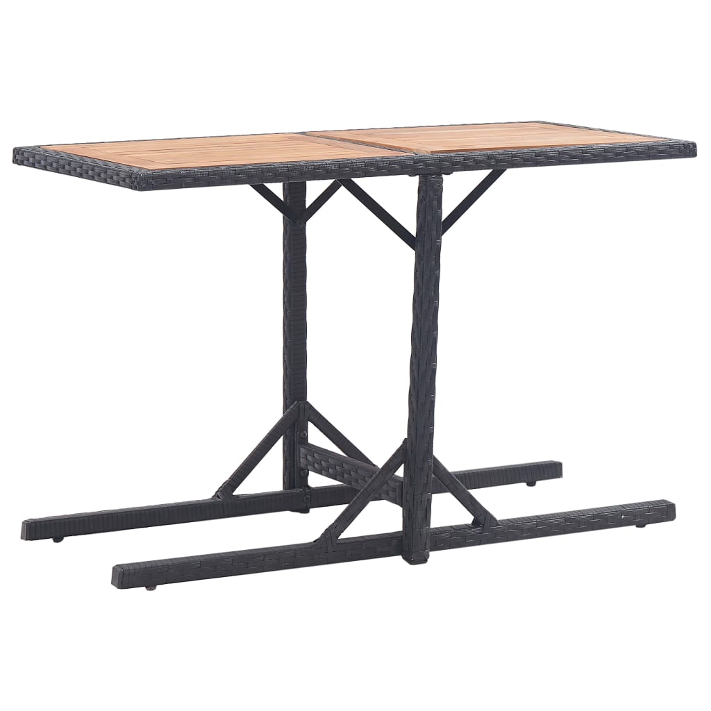 Sodo stalas, juodos spalvos, 110x53x72cm, stiklas, poliratanas