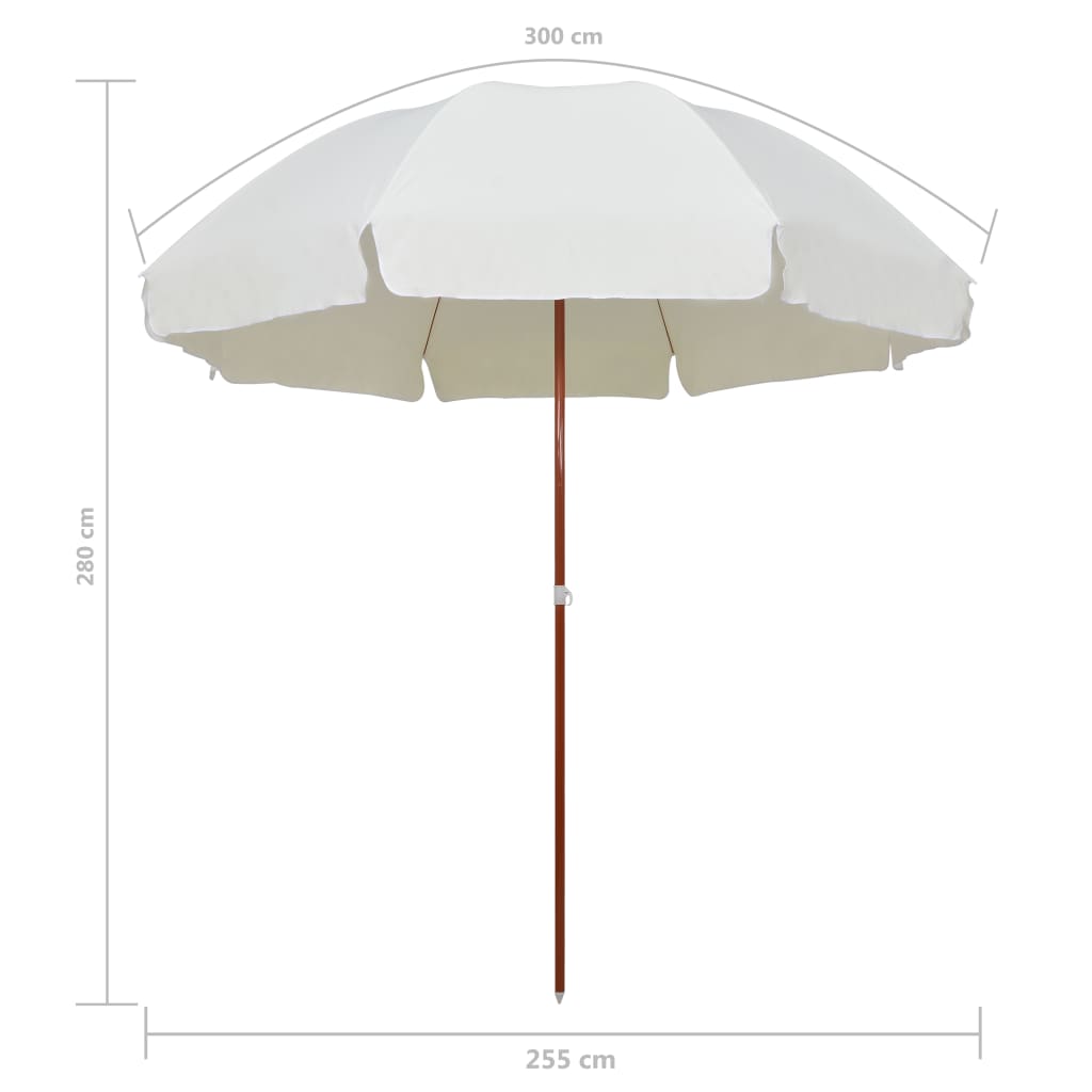 Sodo skėtis nuo saulės su plieniniu stulpu, smėlio, 300cm