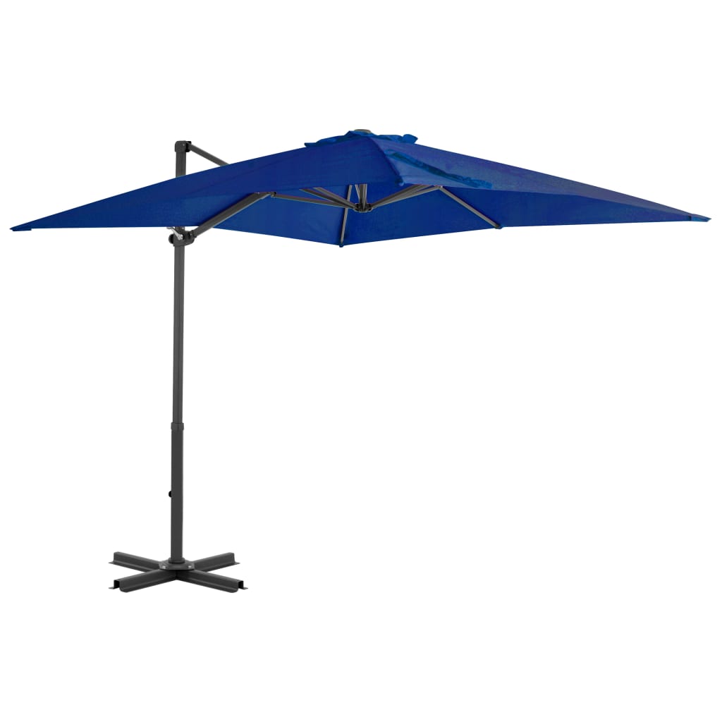 Gembinis sodo skėtis su aliuminio stulpu, mėlynas, 250x250cm