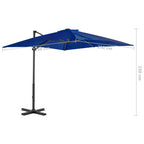 Gembinis sodo skėtis su aliuminio stulpu, mėlynas, 250x250cm