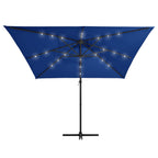 Gembinis skėtis su LED ir plieniniu stulpu, mėlynas, 250x250cm