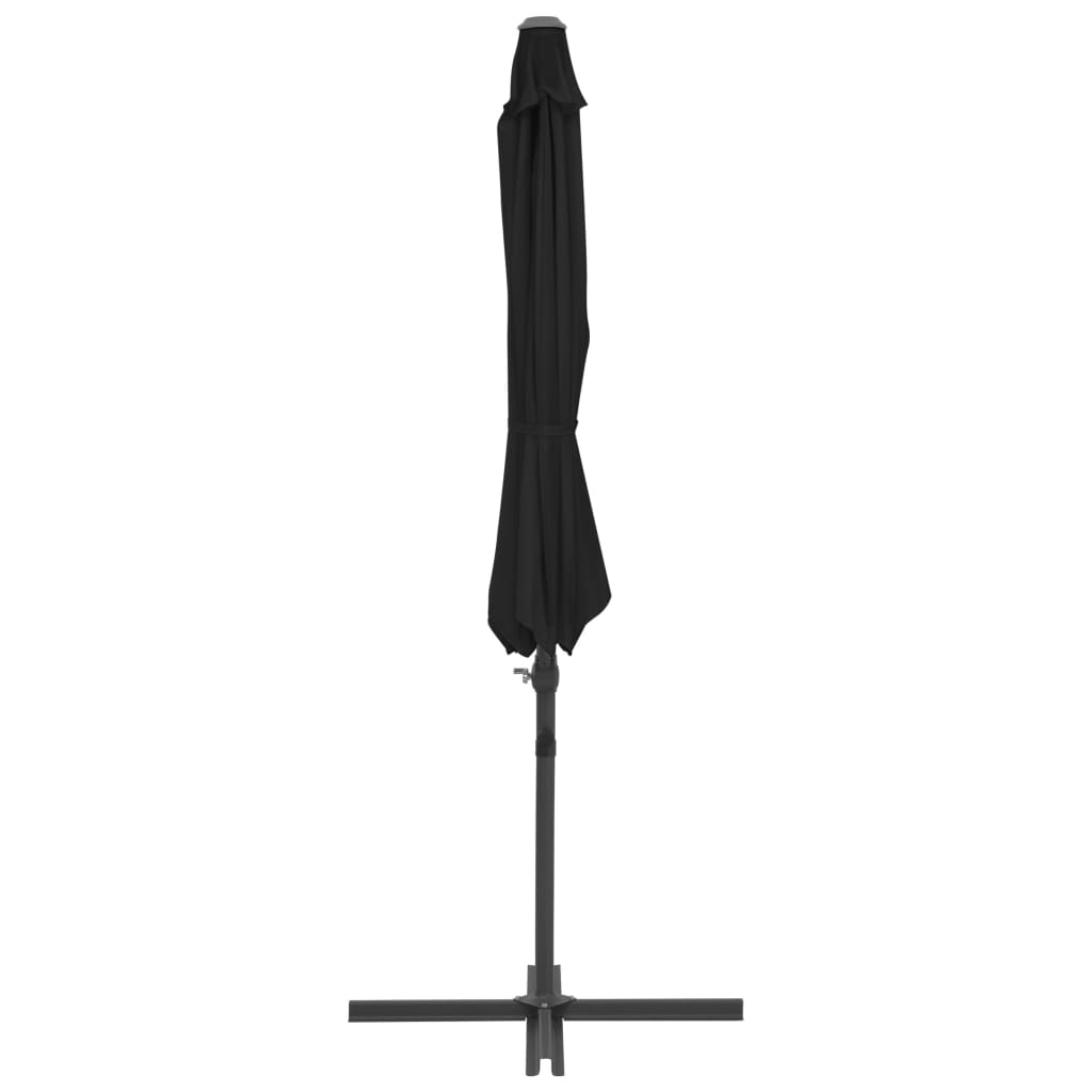 Gembinis sodo skėtis su plieniniu stulpu, juodas, 300cm