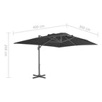 Konsolinis sodo skėtis su aliuminio stulpu, 4x3 m, juodas