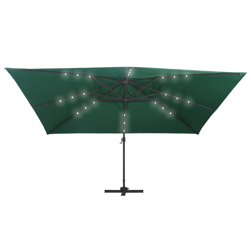 Gembinis skėtis su LED ir aliuminio stulpu, žalias, 400x300cm