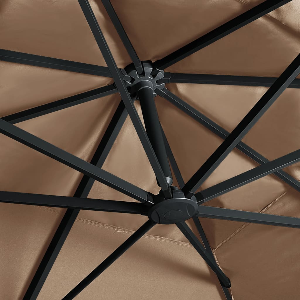 Gembinis skėtis su LED ir aliuminio stulpu, taupe, 400x300cm