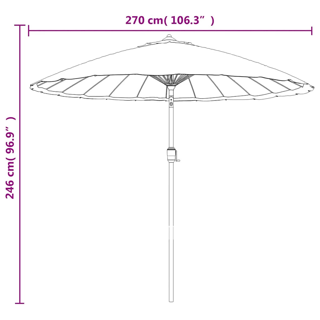 Lauko skėtis nuo saulės su aliuminio stulpus, 270cm