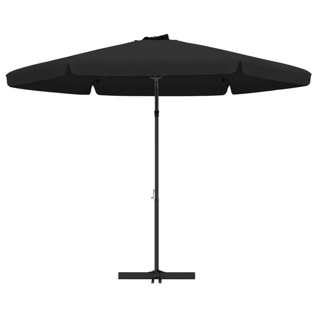 Sodo skėtis nuo saulės su plieniniu stulpu, juodas, 300cm