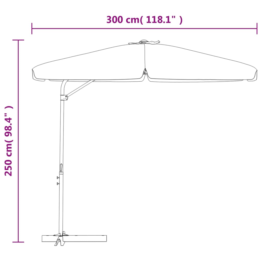 Sodo skėtis nuo saulės su plieniniu stulpu, juodas, 300cm