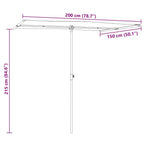 Sodo skėtis nuo saulės su aliuminio stulpu, antracito, 2x1,5m