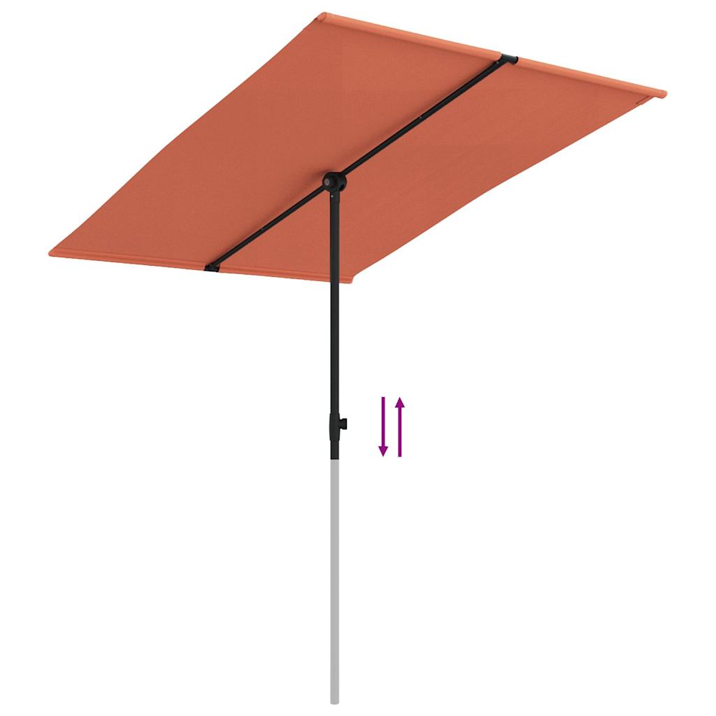 Sodo skėtis nuo saulės su aliuminio stulpu, terakota, 2x1,5m