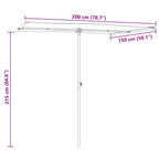 Sodo skėtis nuo saulės su aliuminio stulpu, terakota, 2x1,5m